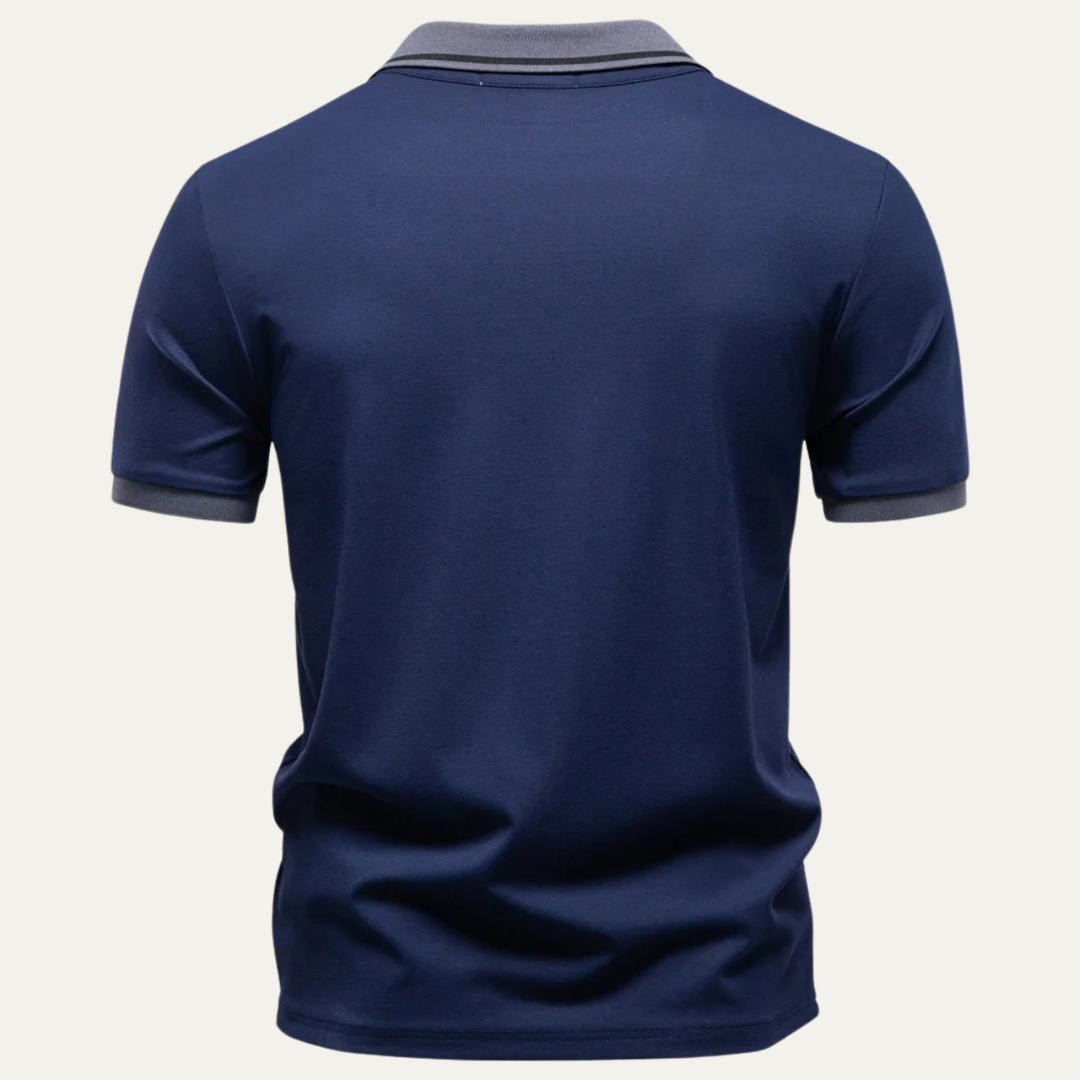 Men's Contrast Collar Polo Shirt with Cuff Trim