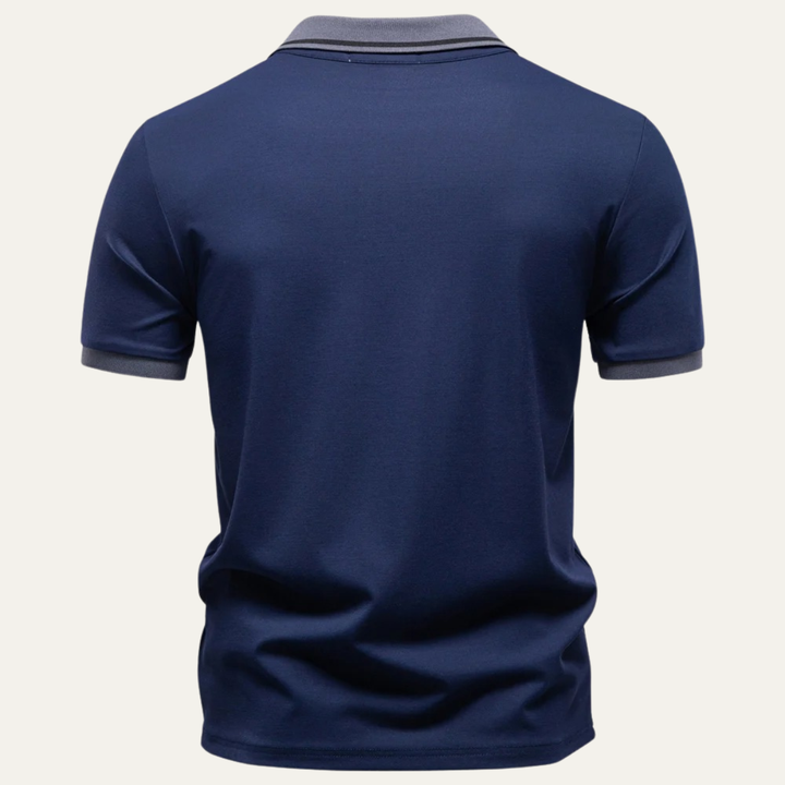 Men's Contrast Collar Polo Shirt with Cuff Trim