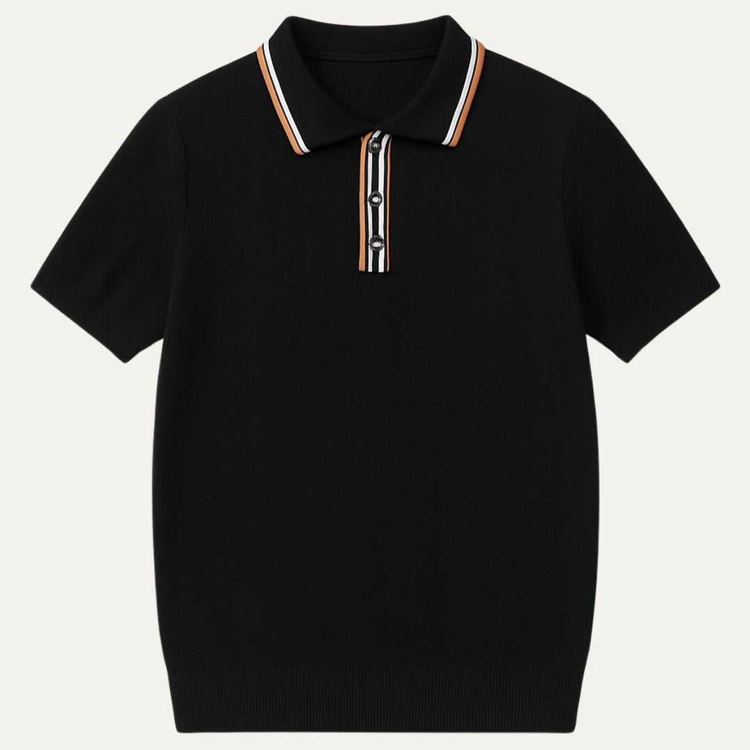 Men's Textured Knit Zip Polo Shirt