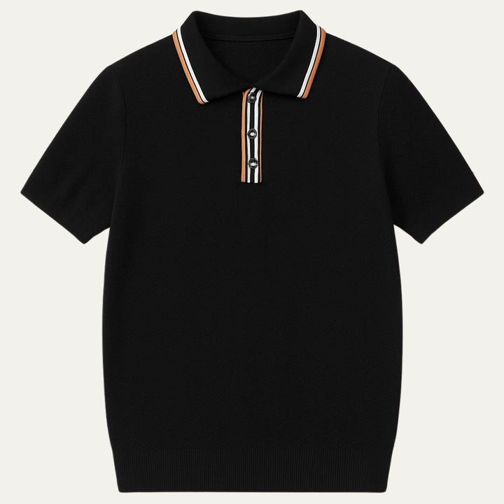 Men's Textured Knit Zip Polo Shirt