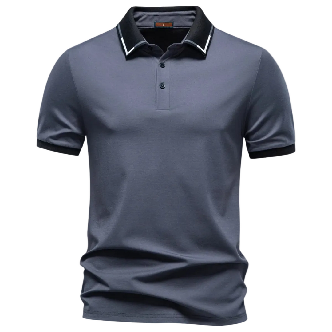 Men's Contrast Collar Polo Shirt with Cuff Trim