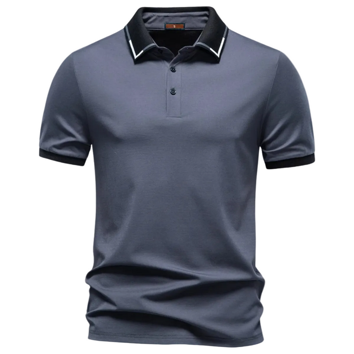 Men's Contrast Collar Polo Shirt with Cuff Trim