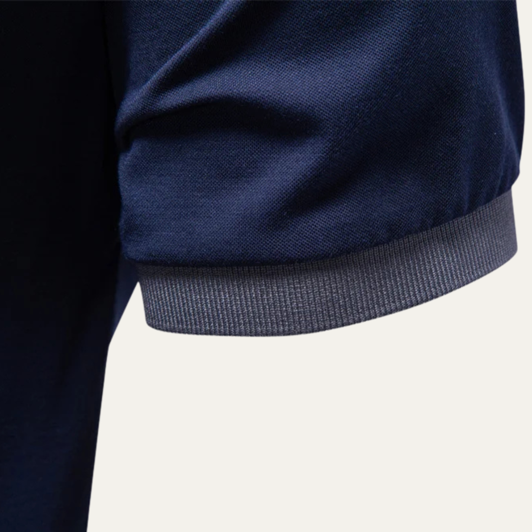 Men's Contrast Collar Polo Shirt with Cuff Trim