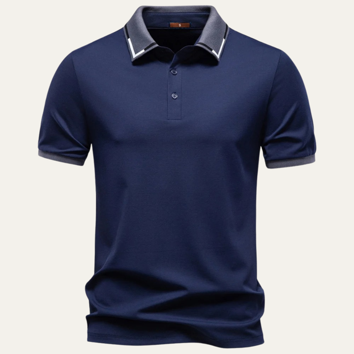 Men's Contrast Collar Polo Shirt with Cuff Trim