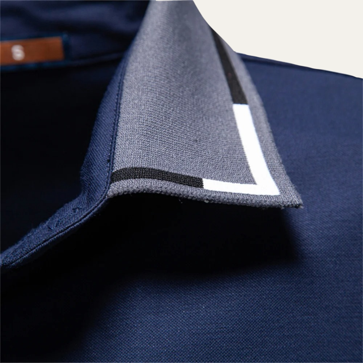 Men's Contrast Collar Polo Shirt with Cuff Trim
