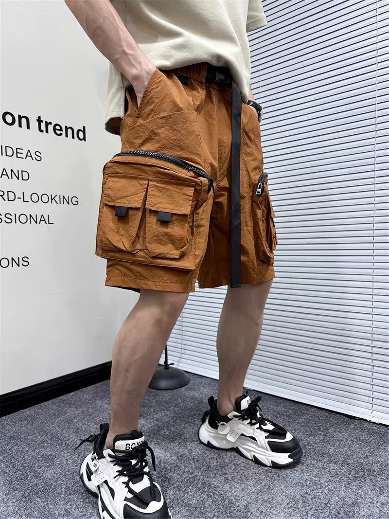 Men’s Knee-Length Cargo Shorts with Adjustable Belt