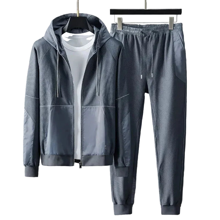 Men’s Athletic Tracksuit Set Zip Hoodie Jacket and Pants Solid Color