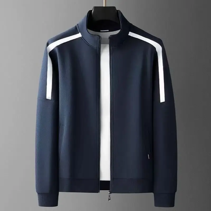 Men’s Athletic Tracksuit Set Zip-Up Jacket and Pants with Shoulder Stripe Panels
