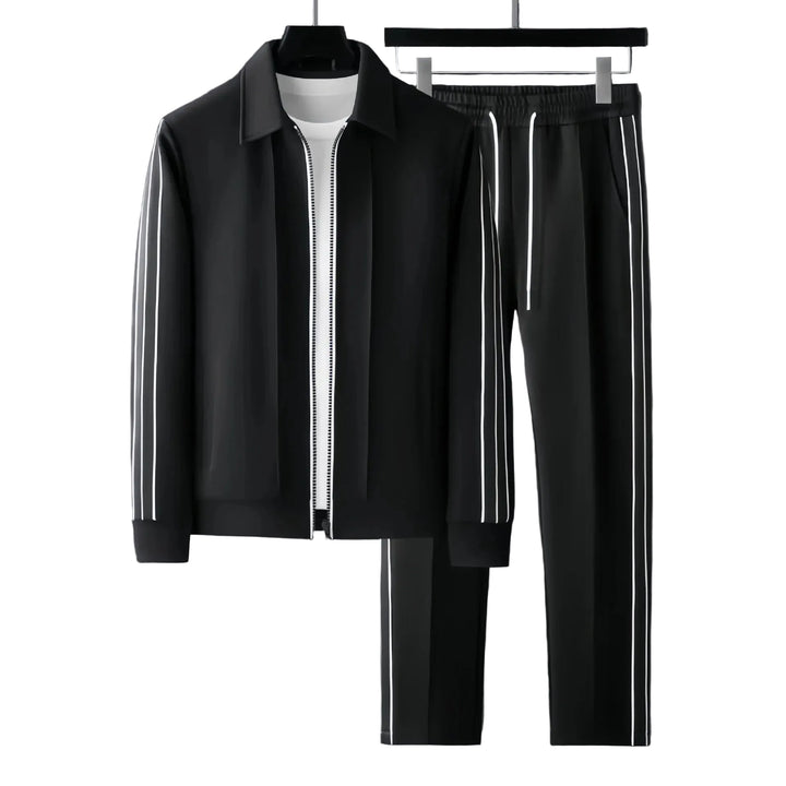 Men’s Athletic Tracksuit Set Zip-Up Jacket and Pants with Side Stripe Trim