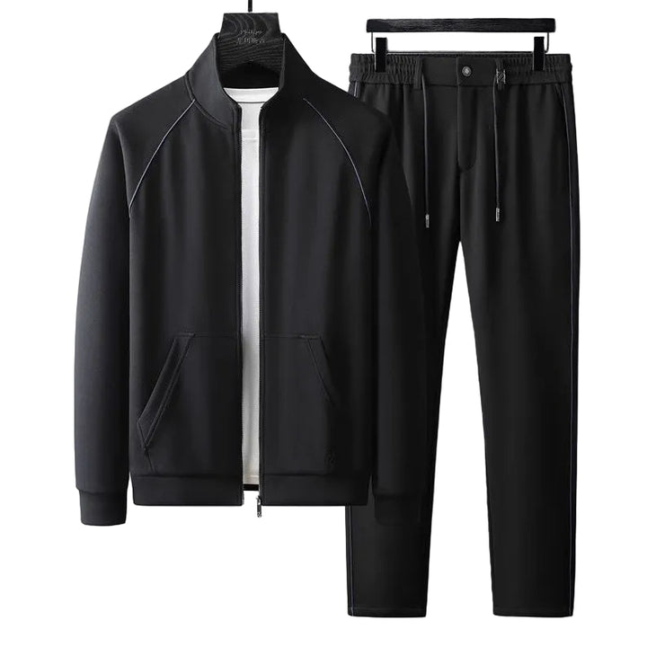Men’s Athletic Tracksuit Set Zip-Up Jacket and Pants Solid Color