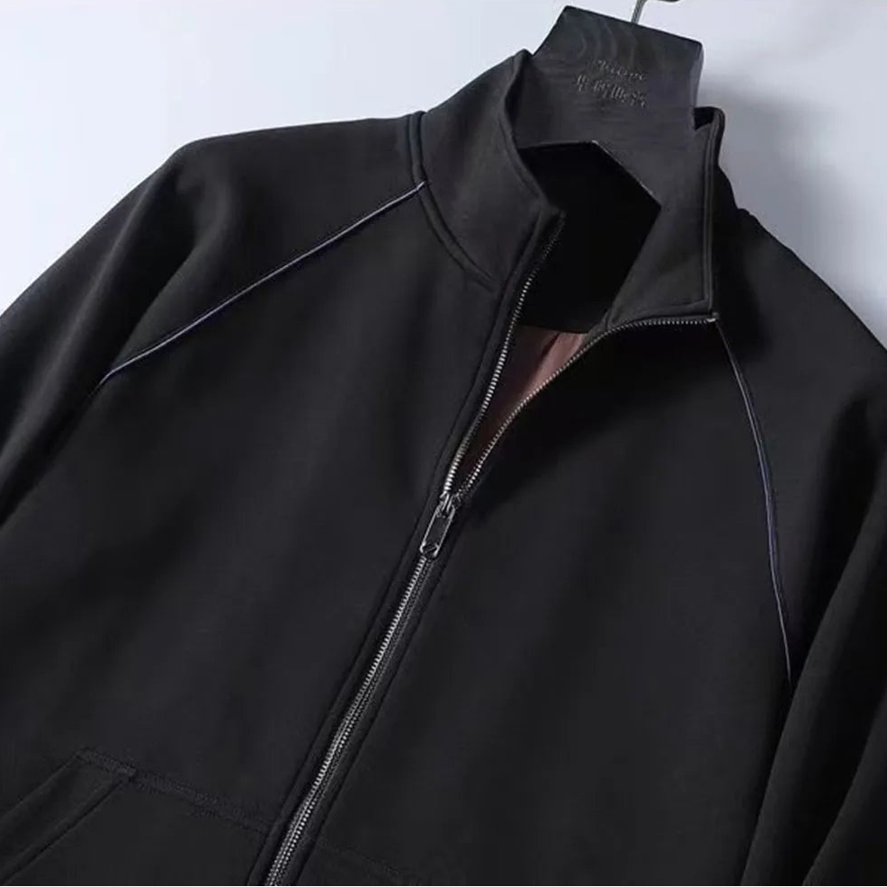 Men’s Athletic Tracksuit Set Zip-Up Jacket and Pants Solid Color