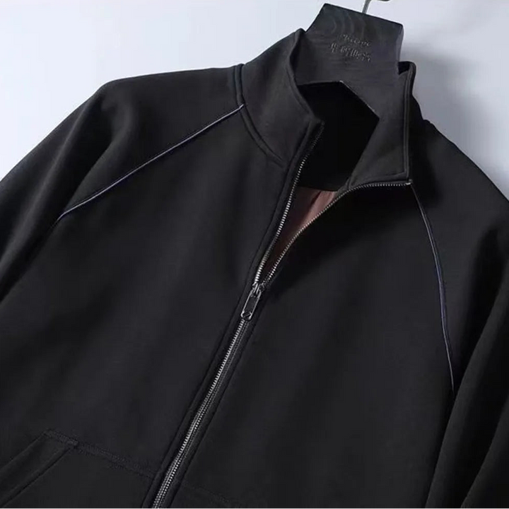 Men’s Athletic Tracksuit Set Zip-Up Jacket and Pants Solid Color