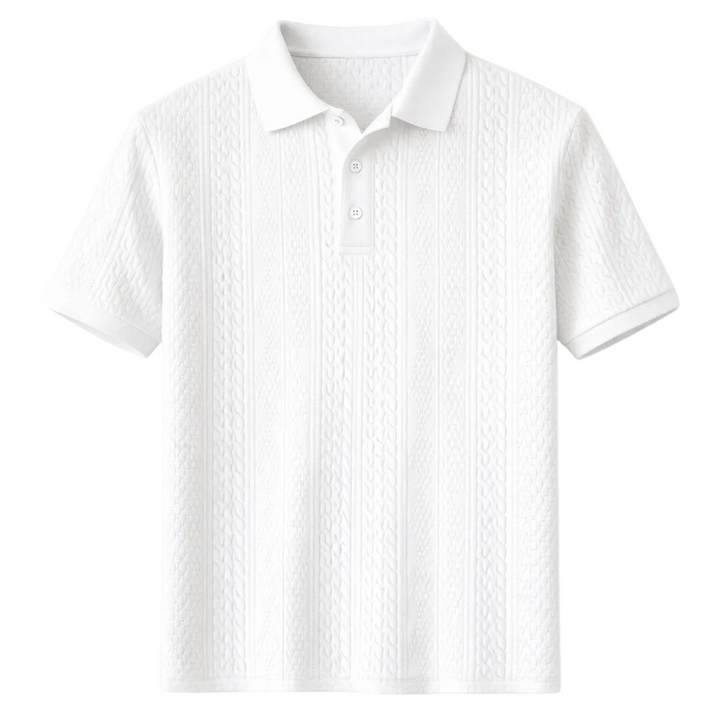 Men's Cable Knit Panel Polo Shirt