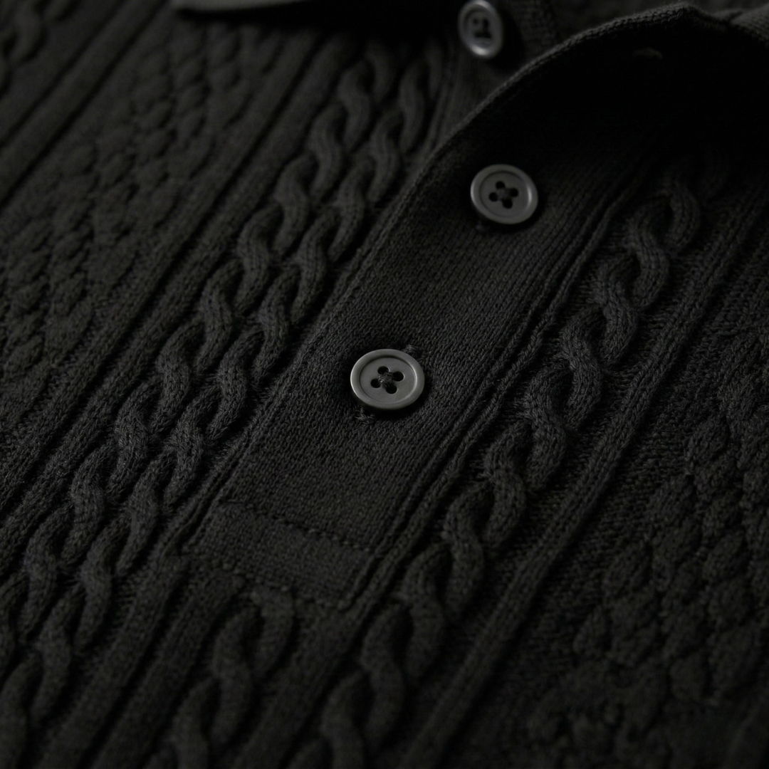 Men's Cable Knit Polo Shirt
