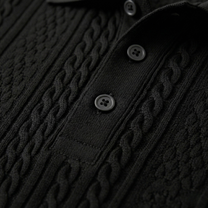 Men's Cable Knit Polo Shirt