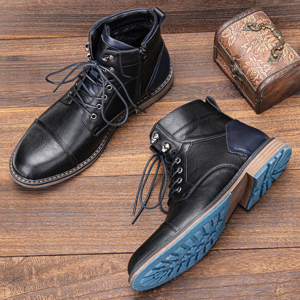 Men's Cap-Toe Lace-Up Ankle Boots