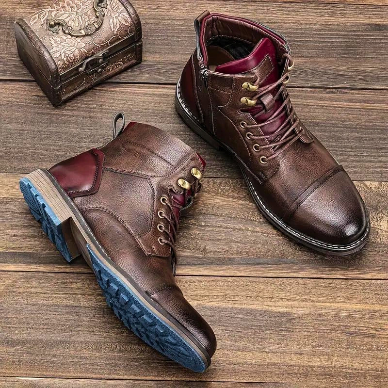 Men's Cap-Toe Lace-Up Ankle Boots
