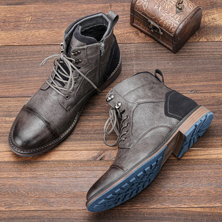 Men's Cap-Toe Lace-Up Ankle Boots