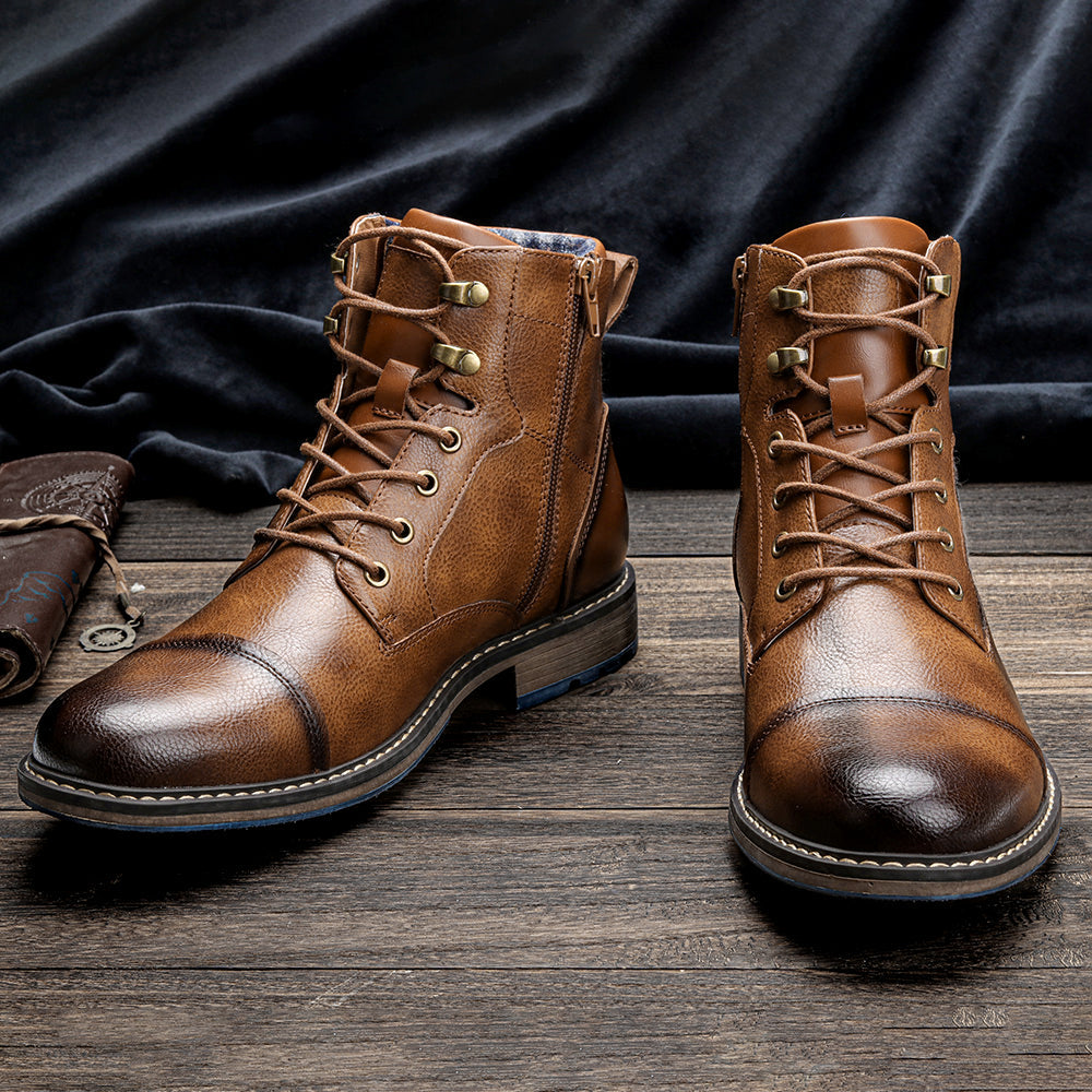 Men's Cap-Toe Lace-Up Ankle Boots