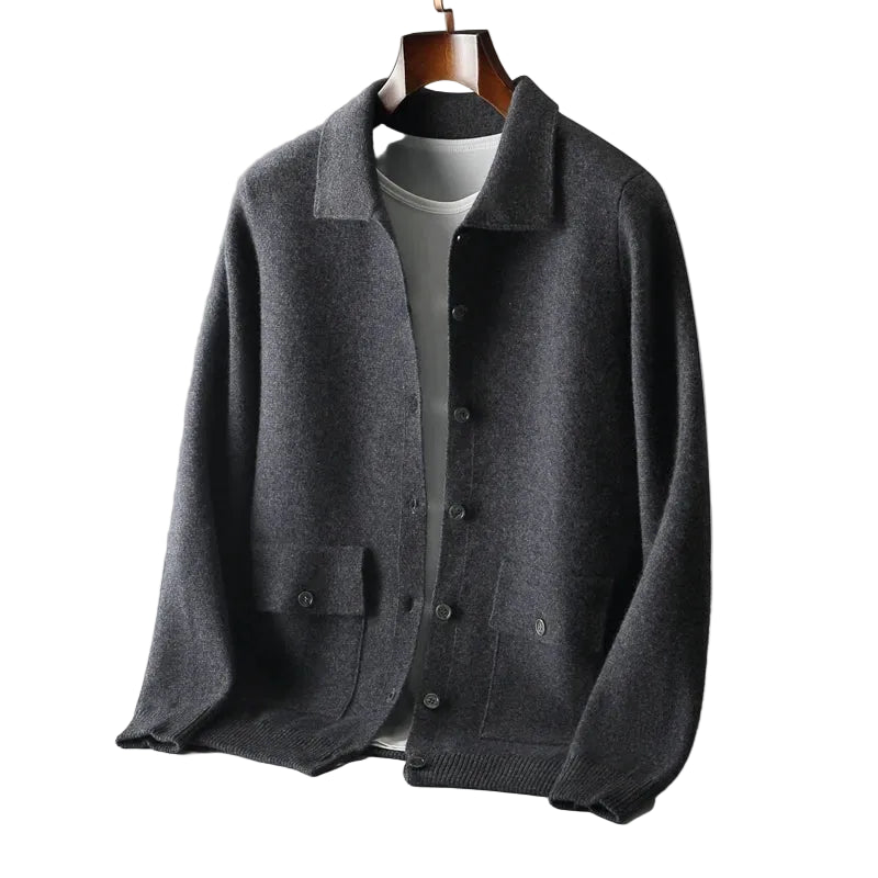 Men’s Collared Button-Front Knit Cardigan