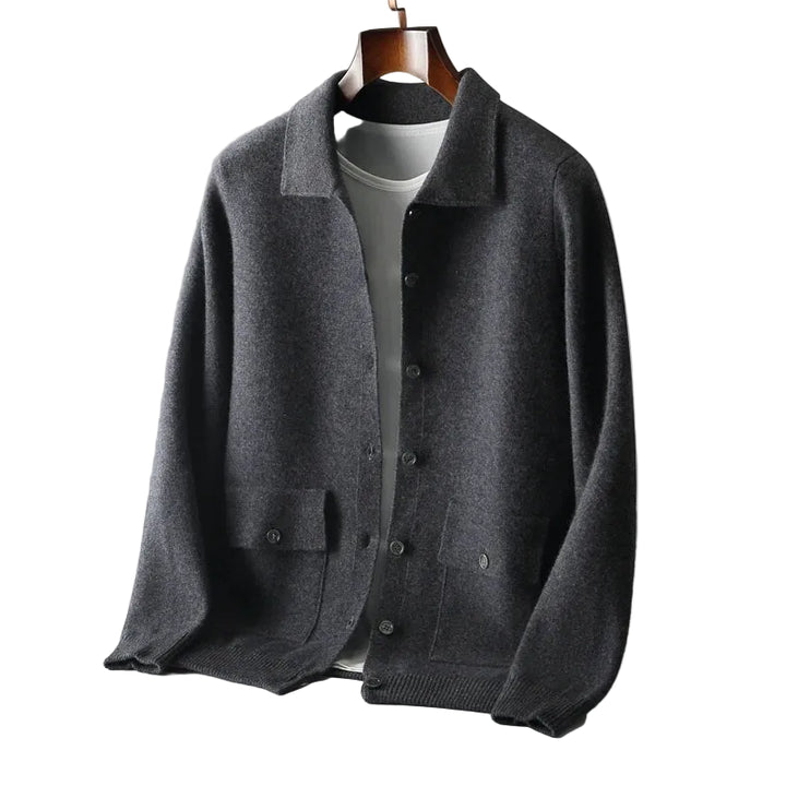 Men’s Collared Button-Front Knit Cardigan