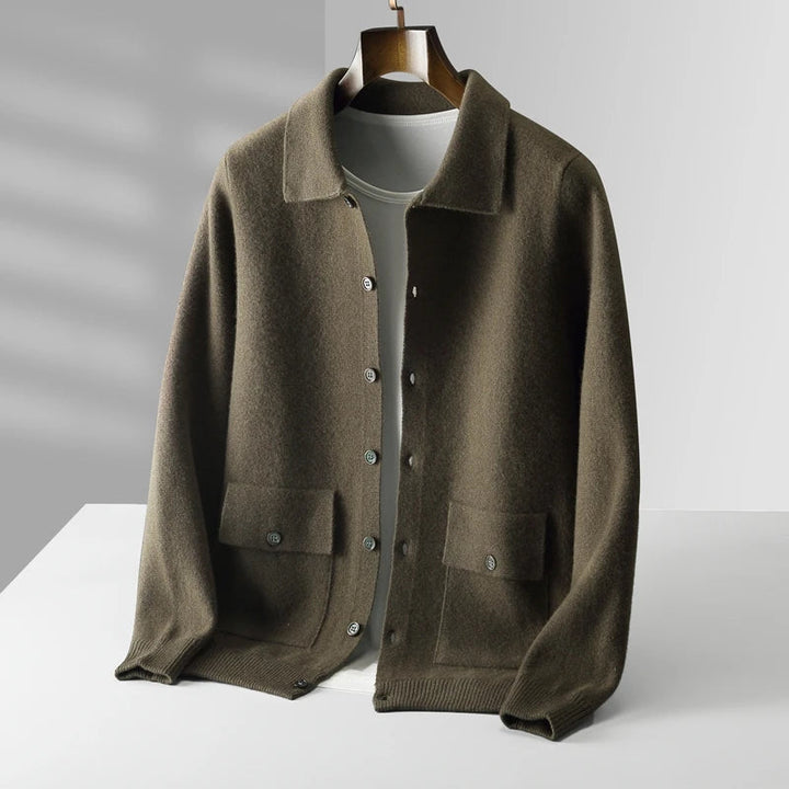 Men’s Collared Button-Front Knit Cardigan