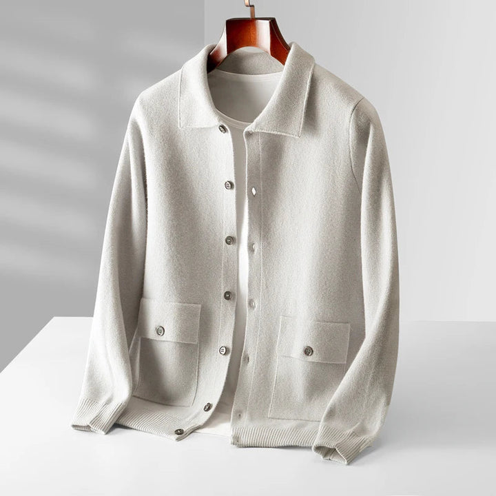 Men’s Collared Button-Front Knit Cardigan