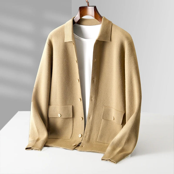 Men’s Collared Button-Front Knit Cardigan