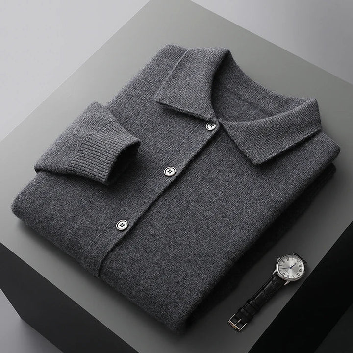 Men’s Collared Button-Front Knit Cardigan