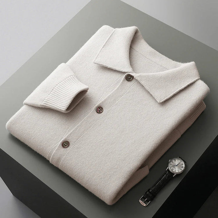 Men’s Collared Button-Front Knit Cardigan