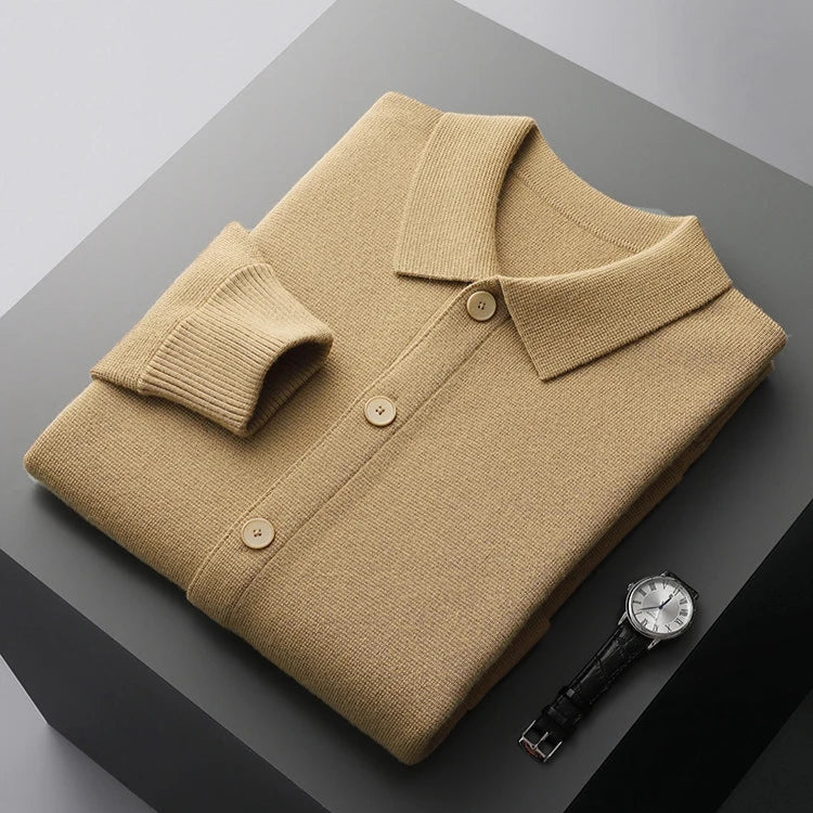 Men’s Collared Button-Front Knit Cardigan