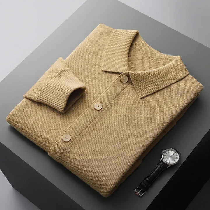 Men’s Collared Button-Front Knit Cardigan