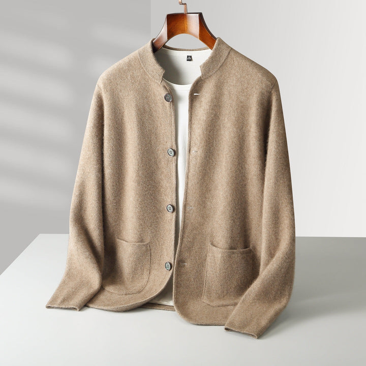 Men’s Collarless Button-Front Cardigan