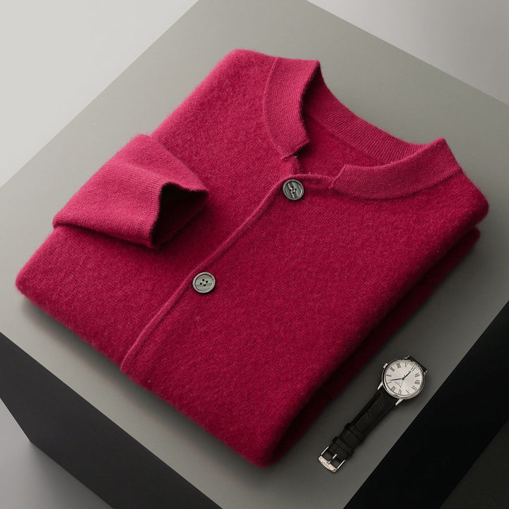 Men’s Collarless Button-Front Cardigan