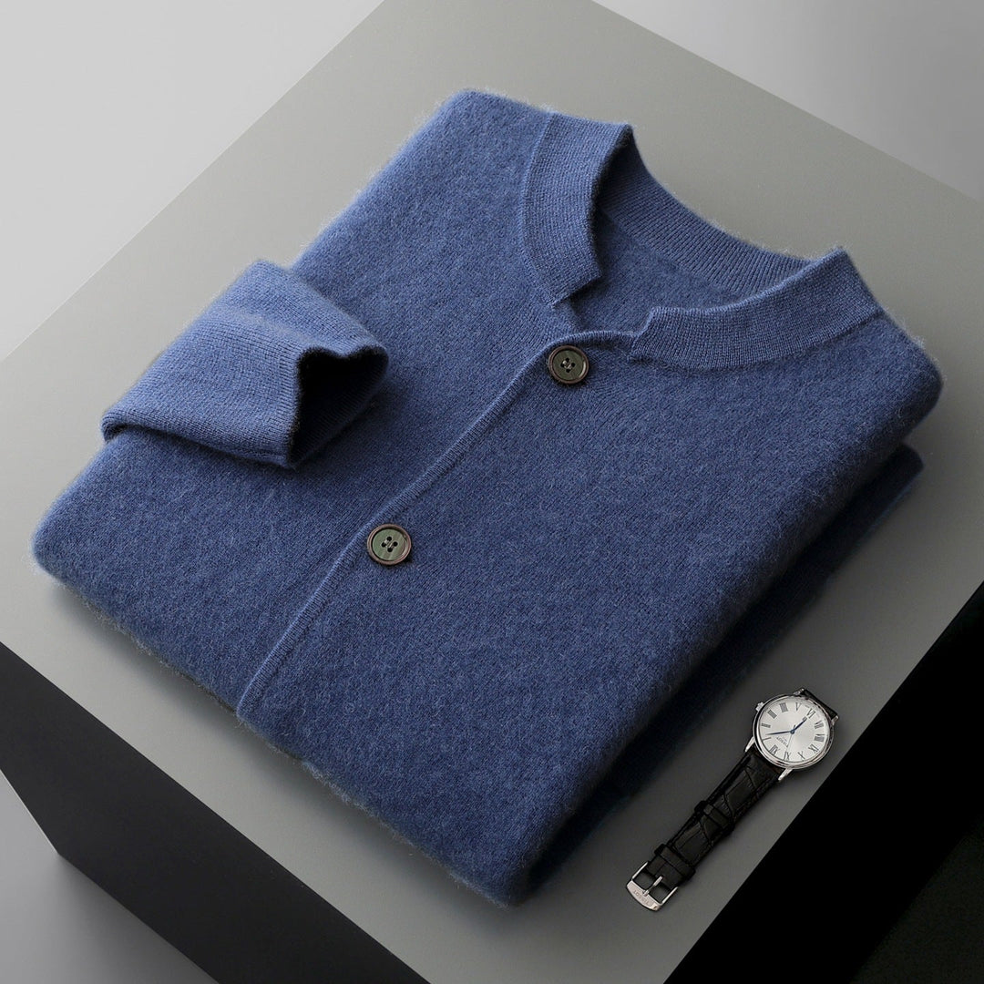 Men’s Collarless Button-Front Cardigan