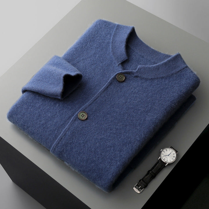 Men’s Collarless Button-Front Cardigan