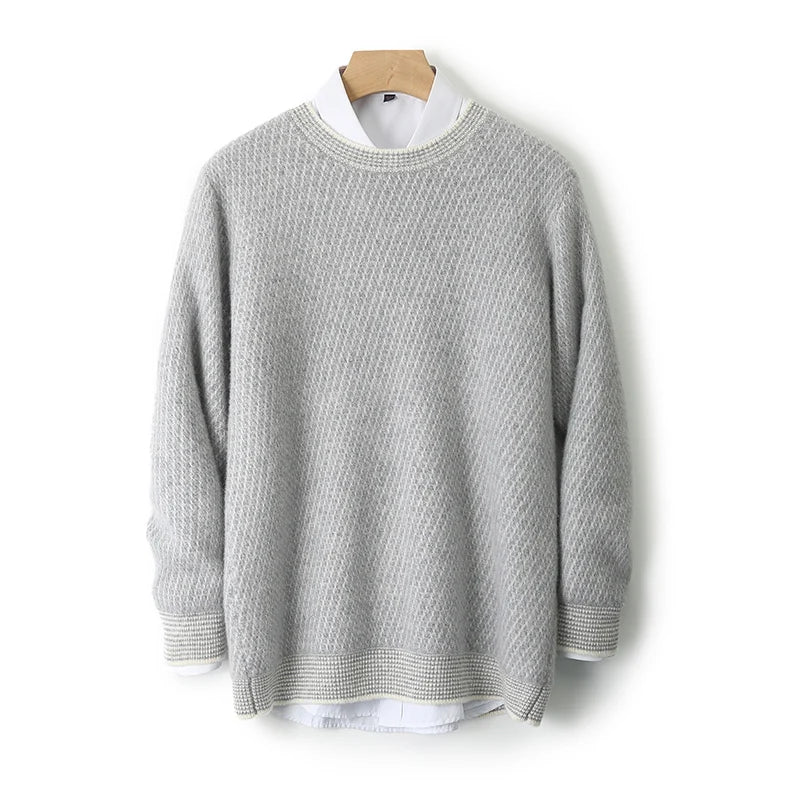 Men’s Contrast-Trim Knit Crewneck Sweater