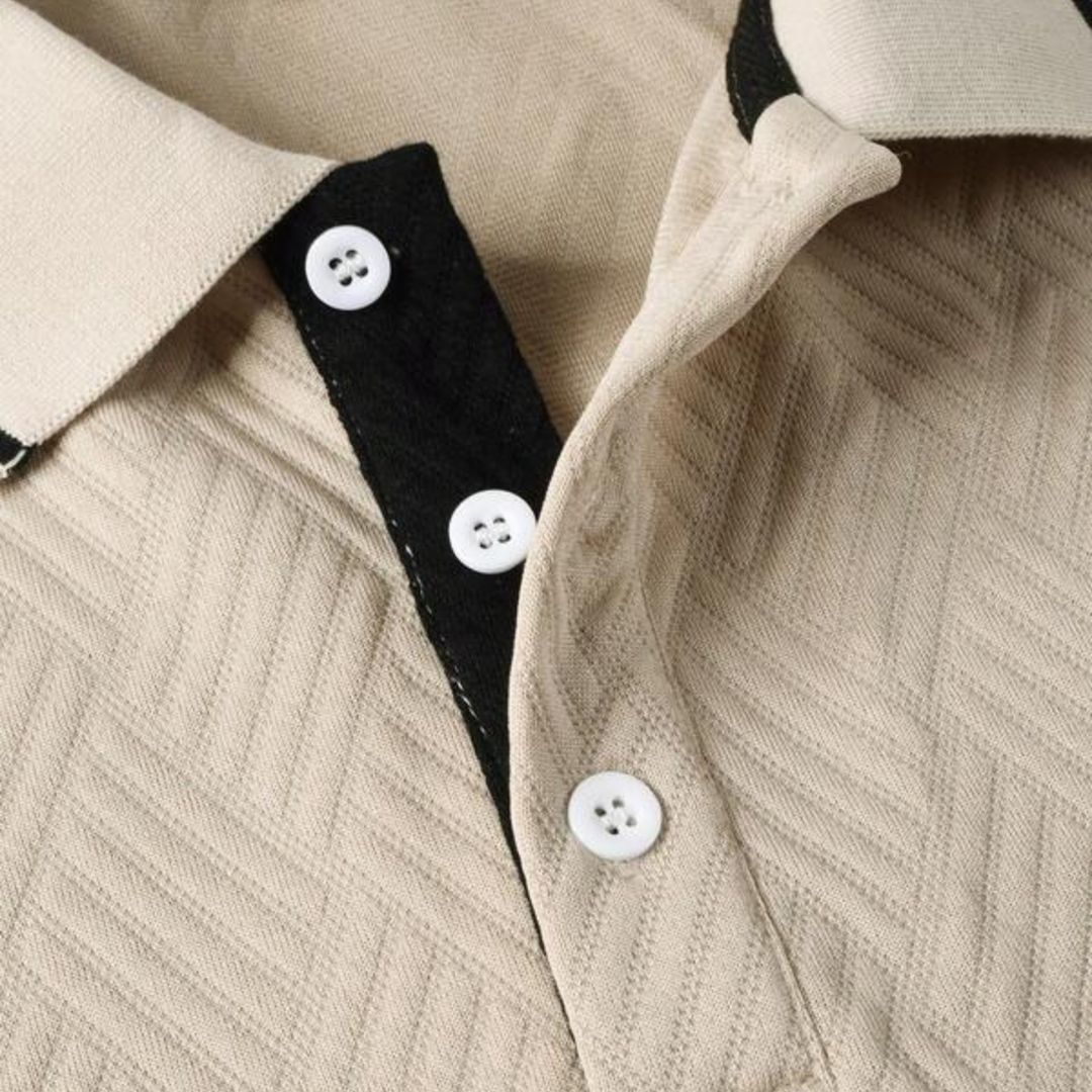 Men's Contrast Trim Textured Polo Shirt