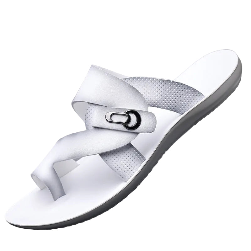 Men's Crossover Thong Sandals with Metal Buckle
