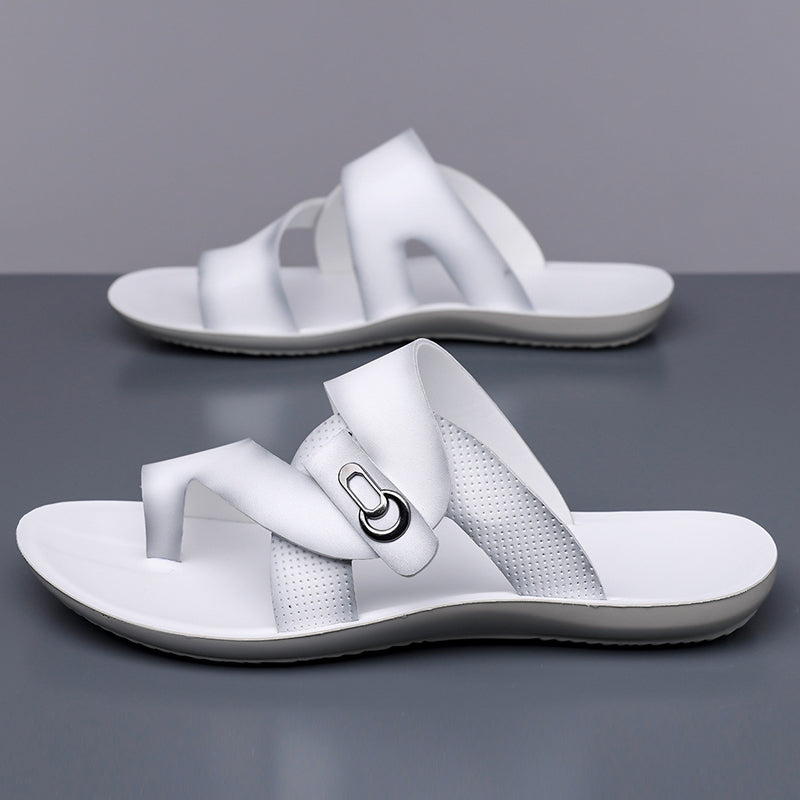 Men's Crossover Thong Sandals with Metal Buckle
