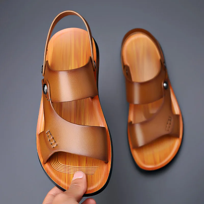 Men's Double-Strap Sandals with Back Strap