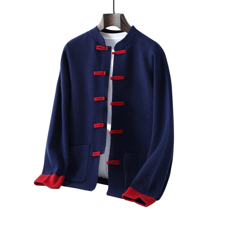 Men’s Frog-Button Stand-Collar Cardigan