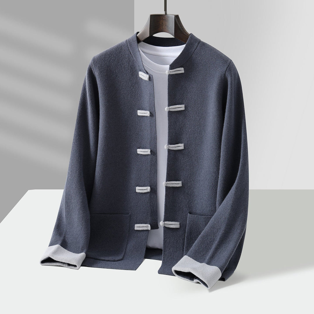 Men’s Frog-Button Stand-Collar Cardigan