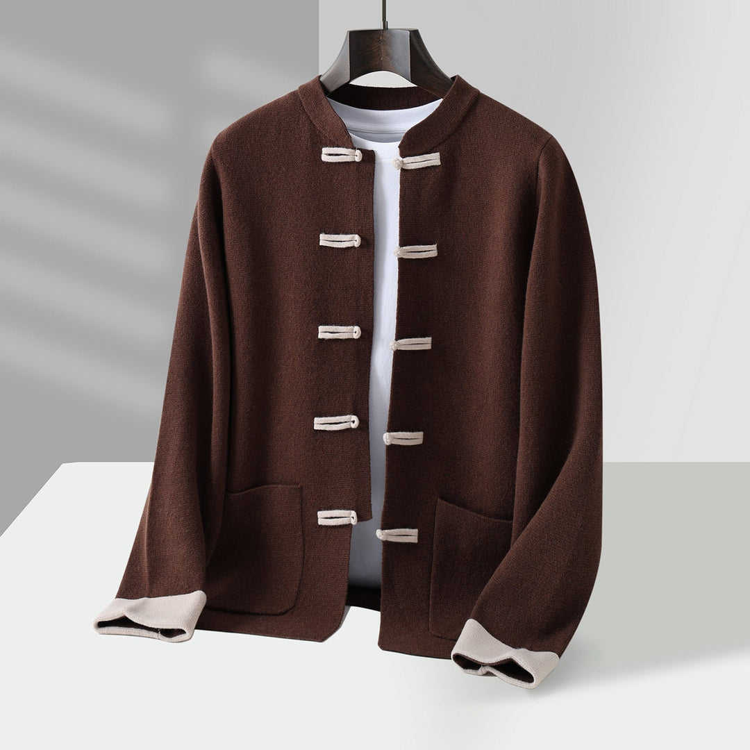 Men’s Frog-Button Stand-Collar Cardigan