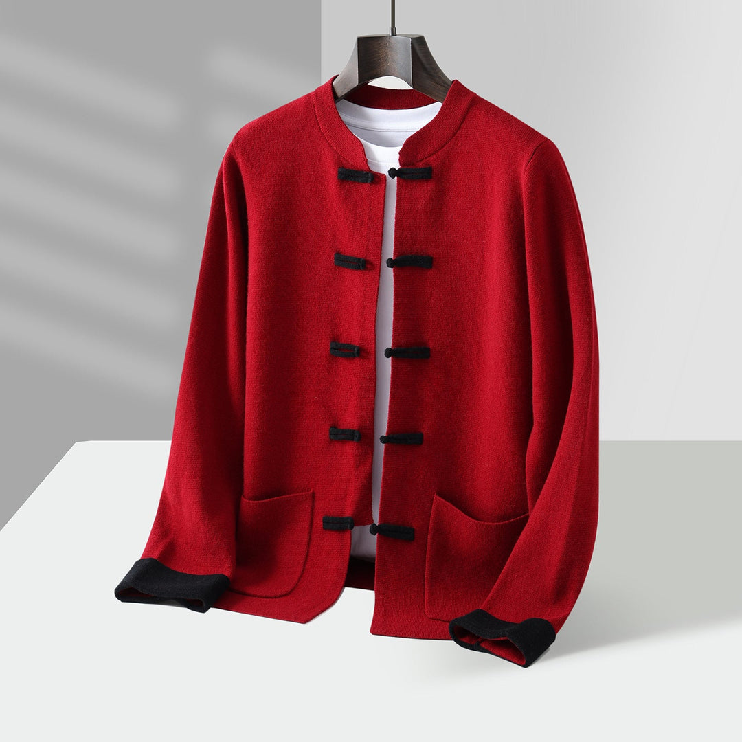 Men’s Frog-Button Stand-Collar Cardigan