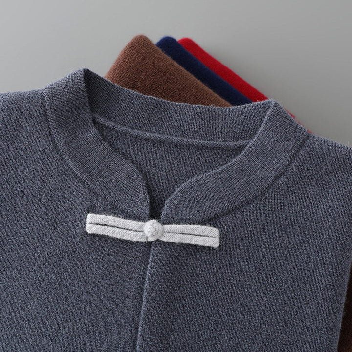 Men’s Frog-Button Stand-Collar Cardigan