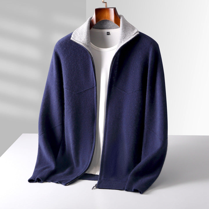Men’s Full-Zip Cardigan with Contrast Collar