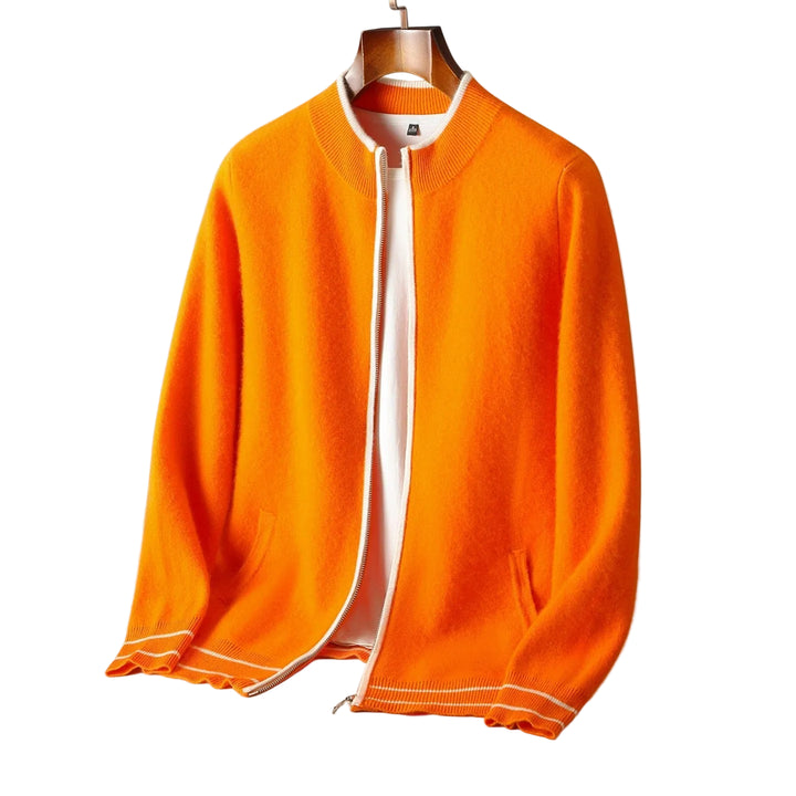 Men’s Full-Zip Cardigan with Contrast Trim