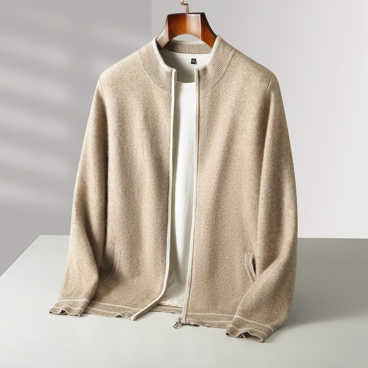Men’s Full-Zip Cardigan with Contrast Trim