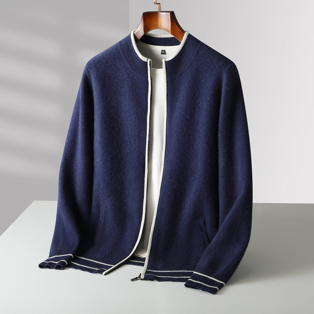 Men’s Full-Zip Cardigan with Contrast Trim